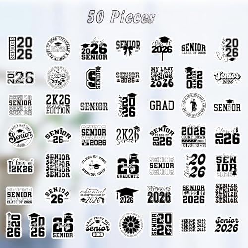 Senior 2026 Graduation Stickers - 50 Pcs Class of 2026 Stickers for College, Graduation Decal for Journal Scrapbook Water Bottle Card Laptop, High School Senior Party Decor Supplies - style: Senior 2026 Graduation
