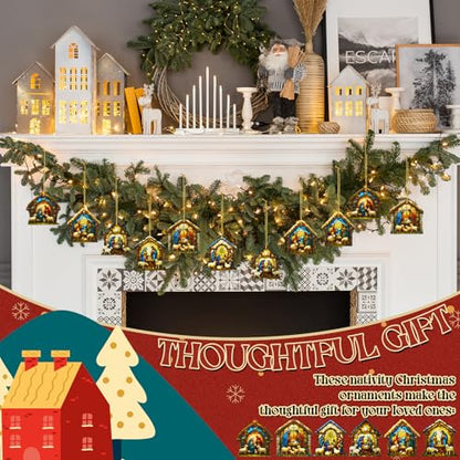 Halloscume 24 Pcs Christmas Nativity Scene Ornaments Bulk, House Shape - style: House Style