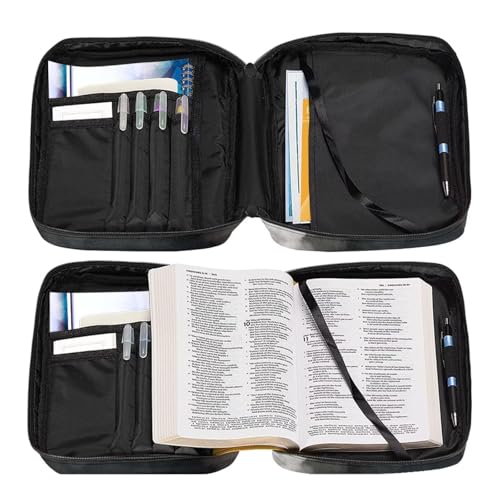 Bible Cover Church Carrying Book Case Polyester Bible Protective with Pen Slots and Zippered Pocket Customizable - color: Brown and White Horse
