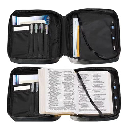 Bible Cover Church Carrying Book Case Polyester Bible Protective with Pen Slots and Zippered Pocket Customizable - color: Brown and White Horse