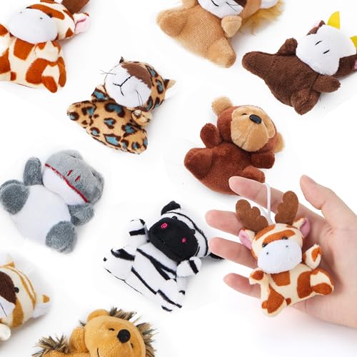 JOYIN 24 Pcs Mini Safari Animal Plush Toys (24 Units 2"-3"), Animals Keychain Decoration for Kids, Small Stuffed Animal Bulk for Kids, Carnival Prizes, School Gifts, Party Favor Goodie Bags - style: Safari Animals