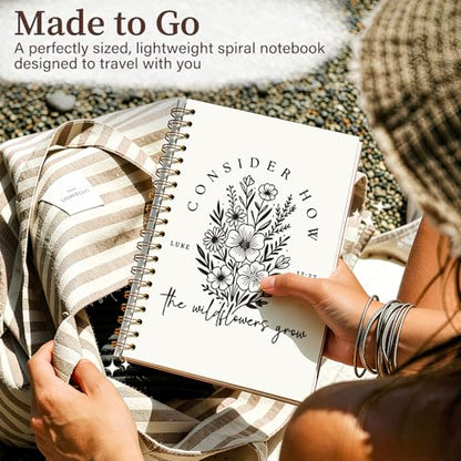 Enkvke Floral Christian Notebook, Bible Verse Scripture Journal for Women - color: Luke 12:27-A5