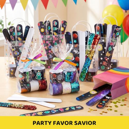 MCPINKY Slap Bracelets Bulk, 48 PCS Snap Bracelets Space Party Favors