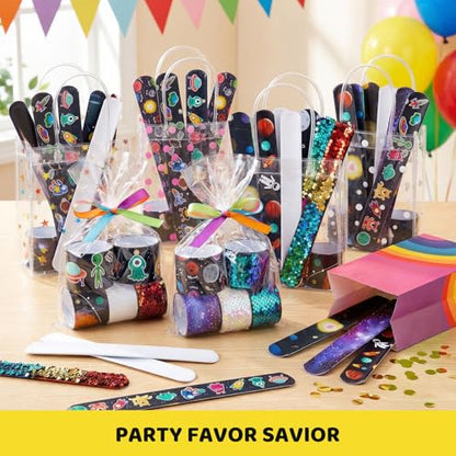 MCPINKY Slap Bracelets Bulk, 48 PCS Snap Bracelets Space Party Favors