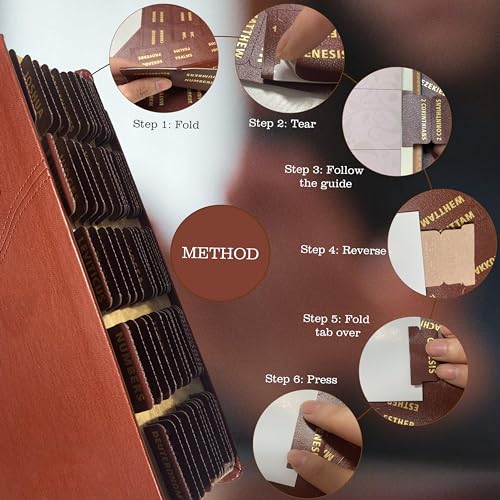 Bible Tabs for Women & Men Brown – 80 Gold Foil (66+14 Blank) ﻿ - color: Brown