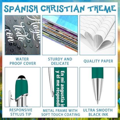 Fuyoooo 72 Pcs Spanish Christian Gift Notebook Set Regalos Cristianos En Español Para Women Men Bible Church Catholic Religious for Back to School Office Sunday School Bible Study Group(Scene Style) - style: Scene Style