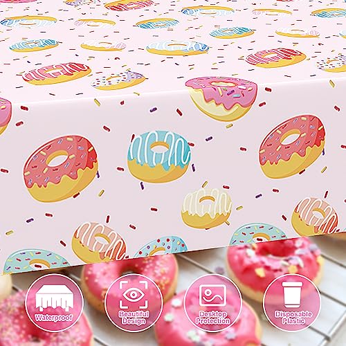 3Pcs Donut Tablecloth, Disposable Donut Party Decorations - color: Donut