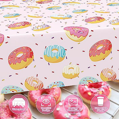 3Pcs Donut Tablecloth, Disposable Donut Party Decorations - color: Donut