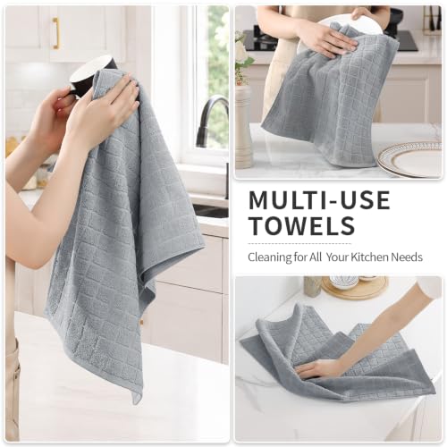 Kitinjoy Premium Cotton Check Kitchen Towels 8 Pack, 16" x 28", Light Grey - color: Light Grey, size: 16" x 28" - 8 Pack