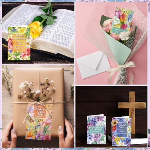 50 Pack Christian Get Well Cards Bulk, 4 x 6 Inch Christian Sympathy Cards - style: Flower of Nature