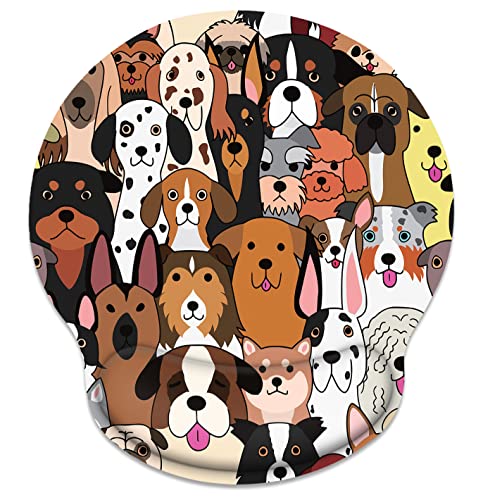 Britimes Ergonomic Mouse Pad with Wrist Support, Dogs Doodle - color: Colorful Doodle Dogs