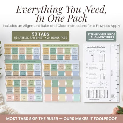 90 Christian Bible Tabs for Women - Pastel Boho - color: Pastel Boho