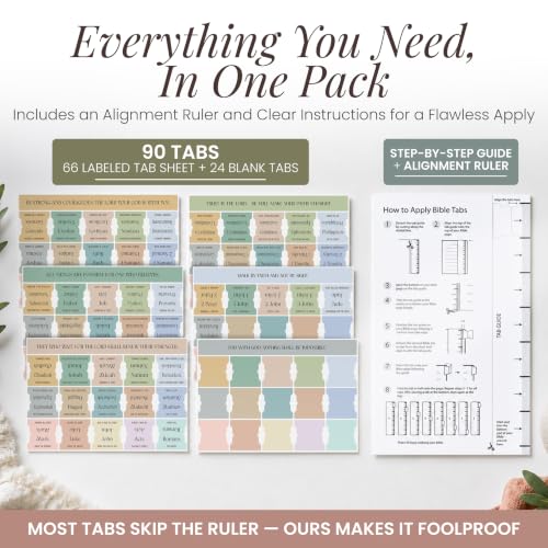 90 Christian Bible Tabs for Women - Pastel Boho - color: Pastel Boho