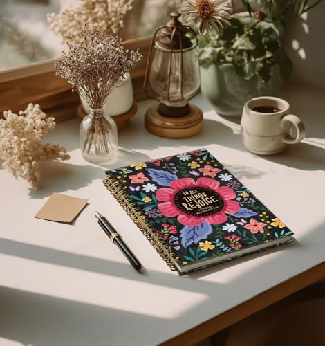 Christian Notebook For Women- Prayer Journal for Women Men,Inspirational Art Gifts for Church Members,Rejioce Alonians 5:16 Gold Spiral Bound Hardcover Bible Journaling,5.8"x8.3" - color: Alonians 5:16