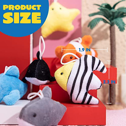 JOYIN 24 Pcs Mini Sea Animal Plush Toys (24 Units 2"-3"), Stuffed Sea Animal Bulk for Kids Birthday Party Favors, Pinata Fillers, Goodie Bag Fillers, School Prizes,Carnival Party Supplies - style: Sea Animals
