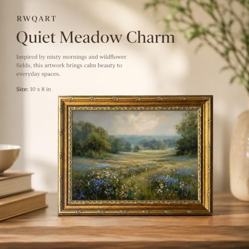 Framed Wildflower grassland Canvas Wall ArtFarmhouse Artwork 10x8 Inch - color: Framed Wildflower grassland 36, size: 10"L x 8"W