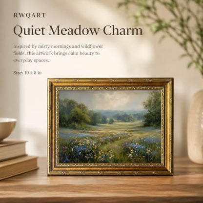 Framed Wildflower grassland Canvas Wall ArtFarmhouse Artwork 10x8 Inch - color: Framed Wildflower grassland 36, size: 10"L x 8"W