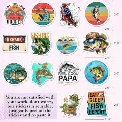 BEATRI Fishing Stickers 50Pcs Vinyl Waterproof Fishing Decor - color: Fishing Stickers