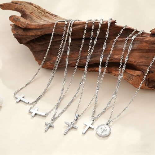 18K Gold Plated Cross Necklace for Women Trendy - color: 1-Tiny Cross(Silver)