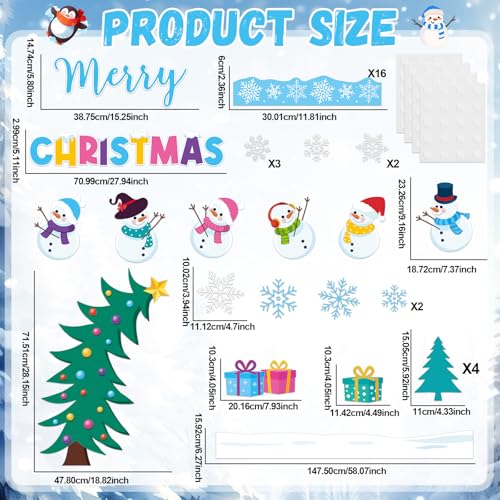 Winter Bulletin Board Decorations Merry Christmas Classroom Bulletin Board Set Snowman Tree Snowflakes Paper Cutouts for Winter Christmas Classroom Holiday School Office Home Wall Party Decor Supplies - style: Christmas Snowman