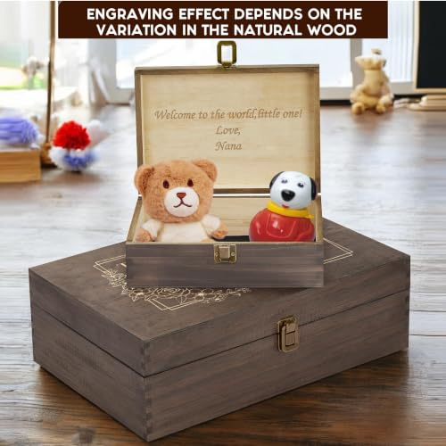 Personalized Time Capsule Box, Engraved Wooden Keepsake Box with Lid - style: 13. Time Capsule Designs