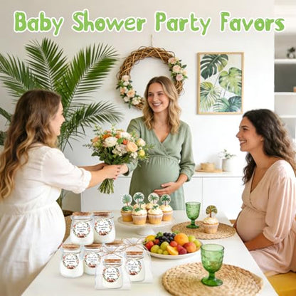 24Pcs Baby Shower Candle Jungle Party Favors Lavender Scented Glass Jars Wax Candle Bulk with Thank You Cards Organza Bags for Guests Boy Girl Birthday Gender Reveal Gift Souvenirs (Jungle, 24) - style: Jungle