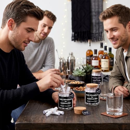 Lunmon Daily Affirmations Jar for Ambitious Men 96 Motivational Quotes - style: Man Affirmation