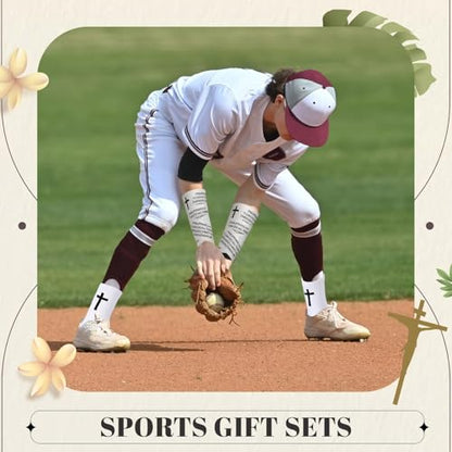 TrelaCo 2 Sets Cross Grip Socks with 2 Pcs Christian Athletic Tape Jesus Soccer Grip Socks Cotton Sports Athletic Tape Serrated Edges for Easter Gifts Football Baseball(Black White,Philippians 4:13) - color: Philippians 4:13