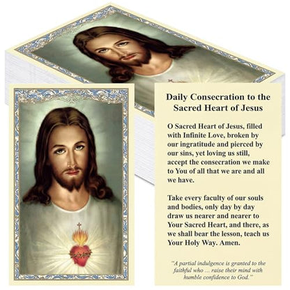 Motiskyy 100 Pcs Sacred Heart of Jesus Prayer Cards Catholic Prayer Cards