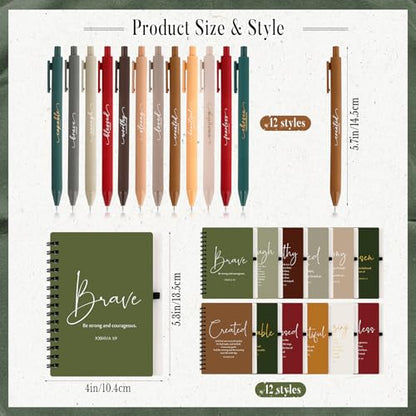 Kosiz 12 Sets Christian Notebook, Bible Study Prayer Pen, Retro Christian - color: Retro Christmas