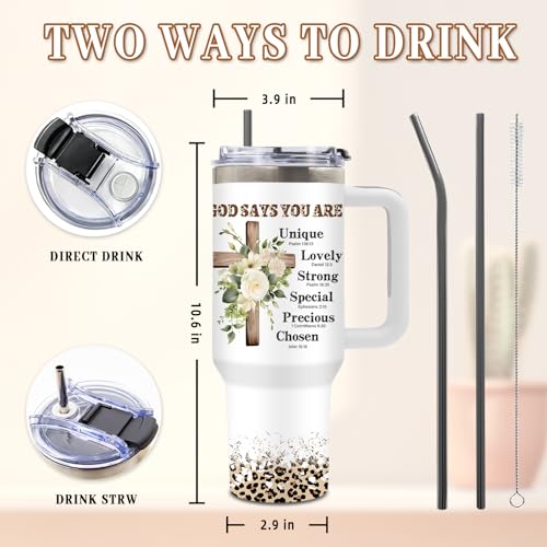 DUUV Christian Tumbler 40oz, Insulated Christian Gifts for Women - color: Christian Flowers