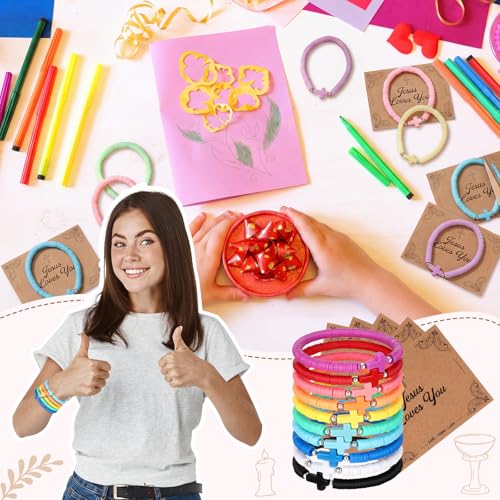Landical 30 Set Cross Bracelets for Kids Girls Teens Women - color: Rainbow