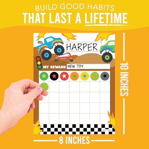 Sticker Chart for Kids Behavior at Home and Back to School Reward Charts - color: Monster Truck