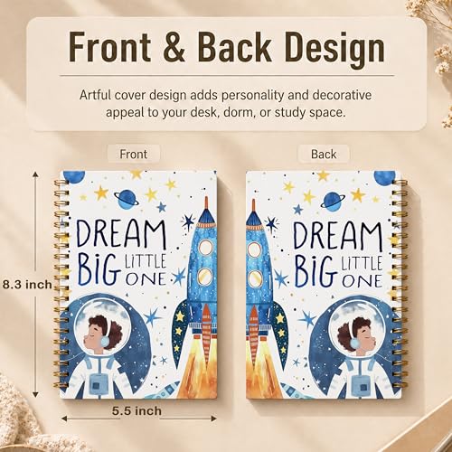 Space Astronaut Rocket Spiral Notebook, Astronaut Gifts Journal for Kids Boys, Dream Big Little One Spaceman Planet Cosmic Hardcover Lined Notebook Journal, 5.5x8.3 Inch - color: pattern-14