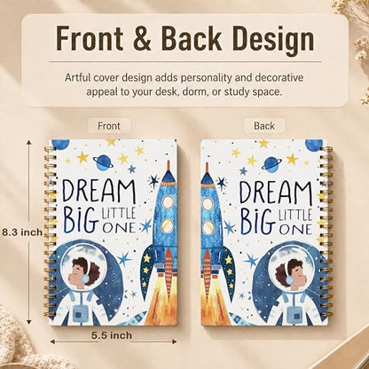 Space Astronaut Rocket Spiral Notebook, Astronaut Gifts Journal for Kids Boys, Dream Big Little One Spaceman Planet Cosmic Hardcover Lined Notebook Journal, 5.5x8.3 Inch - color: pattern-14