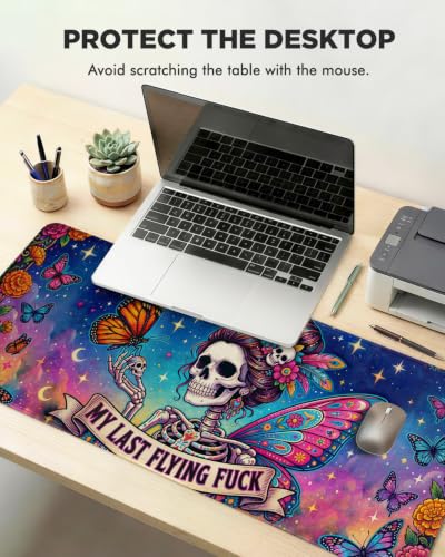 Mouse Pad, Desk Mat, 31.5x11.8in Large Mousepad - color: Butterfly Skeleton