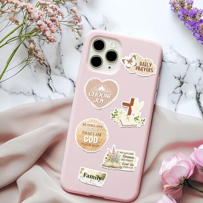 50 Pcs Prayer Board Supplies, Brown Christian Jesus Prayer Board Vision Board Stickers for Women Man, Inspirational Bible Verse Stickers for Water Bottle Laptop Scrapbooking Decals - color: Christian