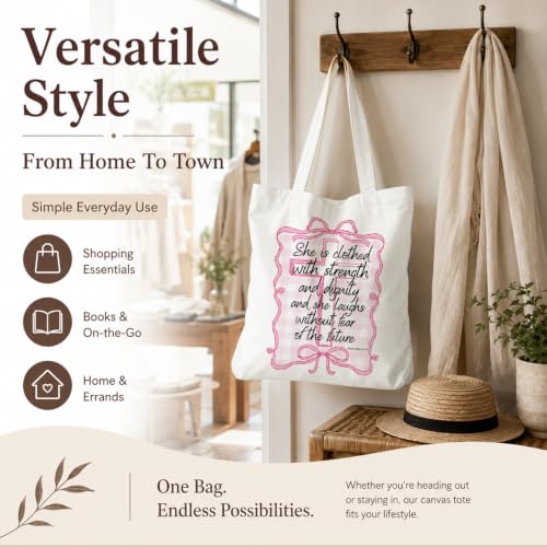 Christian Canvas Tote Bag, Bible Verse Reusable Shopping Bag - color: Bible-2