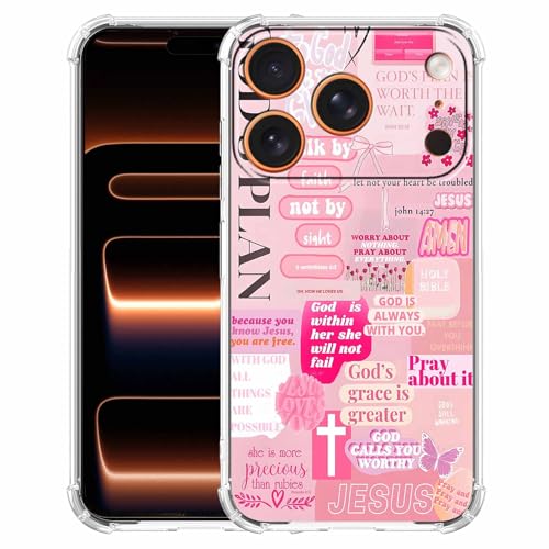 Christian Quotes Aesthetic Vintage Jesus Bible Verse Collage Pattern,Soft TPU Bumper Case for iPhone 17 Pro Max,#5 - color: Bible 5, size: iPhone 17 Pro Max
