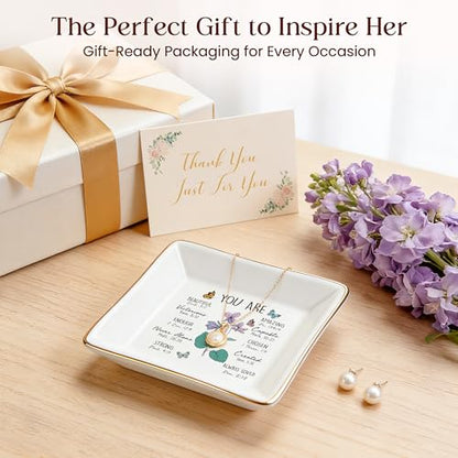 PUDDING CABIN Birthday Gifts for Women, Violet Scripture Jewelry Dish, Christian Gifts - style: Violet: Faithfulness, Wisdom, Hope(February Birth Flower )