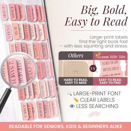 90 Christian Bible Tabs for Women & Teen Girls - Blush Pink - color: Blush Pink