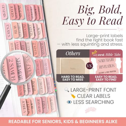 90 Christian Bible Tabs for Women & Teen Girls - Blush Pink - color: Blush Pink