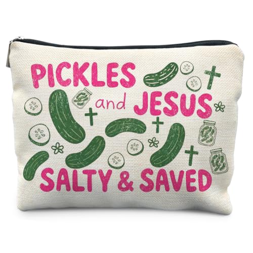 Pickles and Jesus Christian Canvas Makeup Bag Gifts for Women - color: pickles and jesus