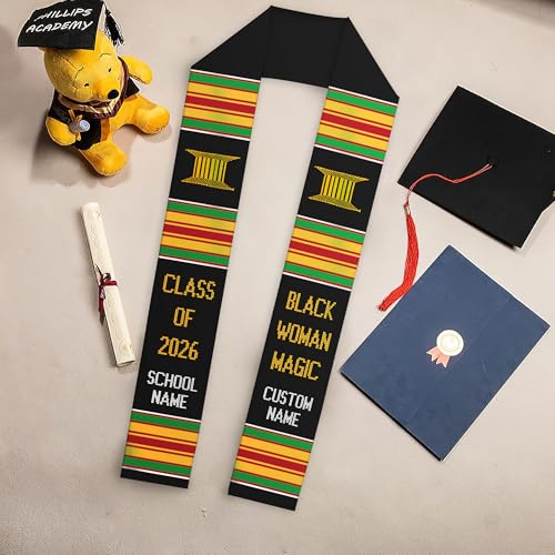 MDPrints Global Kente Graduation Sash 2026, Black Girl Magic Graduation Sash 2026, Class of 2026 Graduation Gift - color: Qh121 Q3