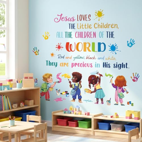 DECOWALL Jesus Loves the Little Children Wall Stickers & Decals (SG2-2514) - color: Christian Hymn