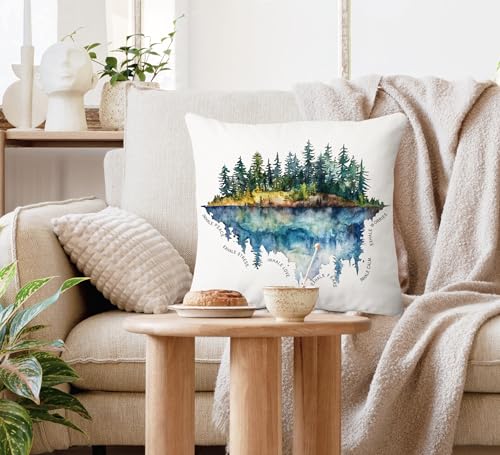 Voatok Mental Health Forest Pillow Covers 18x18, Inhale Exhale Inspirational Landscape Decorative Throw Pillow Covers Pillowcases Decorations for Therapy School Counselor Counseling Office Decor - color: Forest-1