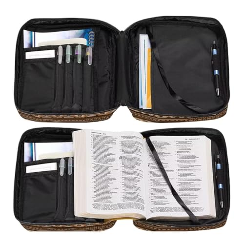 Coldinair Tribal Aztec Bible Covers for Women Men,Native Geometric Carrying Book Bible Case Cow Print Church Bag Bible Protective with Handle & Zippered Pocket - color: Tribal Aztec Geometric Cow Print