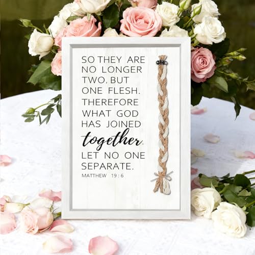 Cord of Three Strands Christian Wedding Sign 10"x15" White - color: White-WeddingSign, size: 15X10Inches