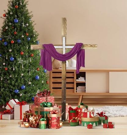 veonly 75 Inch Large Easter Wooden Cross, Large Standing Cross Decoration