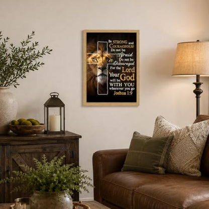 Framed Religious Lion Cross Canvas Wall Mural 16x24 Inches For Living Room - color: Religion - 4, size: 16x24in